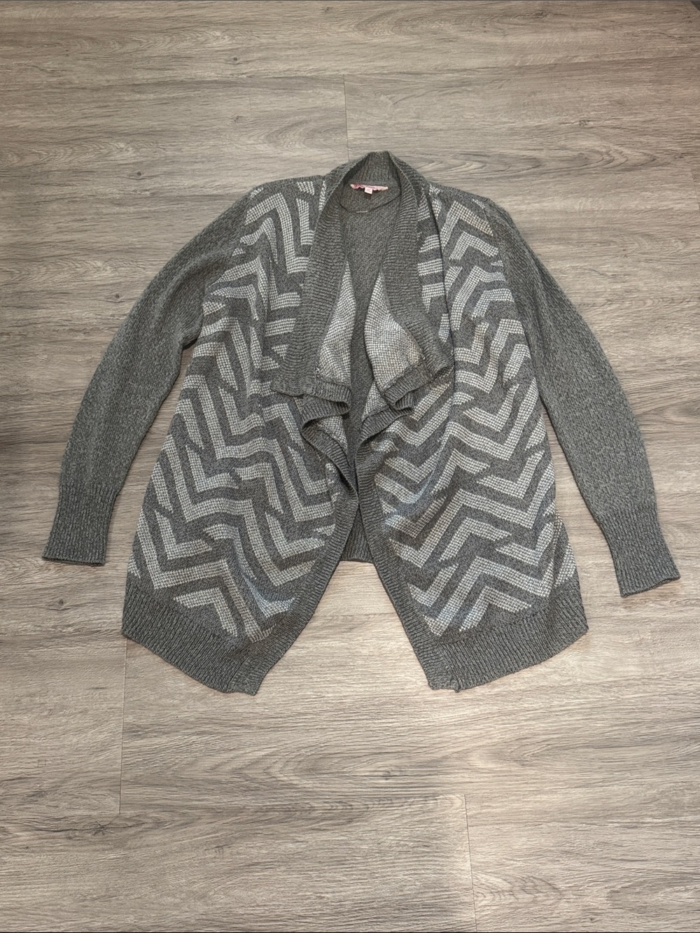 Gray Open-Front Cardigan